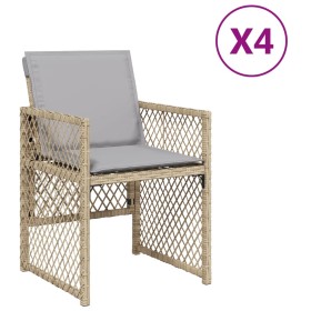vidaXL Gartenstühle mit Kissen 4 Stk. Beigemischung Poly Rattan