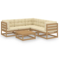 vidaXL 6-tlg. Garten-Lounge-Set mit Kissen Massivholz Kiefer