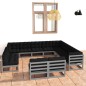 12-tlg. Garten-Lounge-Set mit Kissen Grau Kiefer Massivholz 12-tlg. Garten-Lounge-Set mit Kissen Grau Kiefer Massivholz