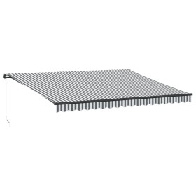 vidaXL Markise mit LED-Beleuchtung Manuell Anthrazit & Weiß 450x300 cm