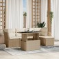 vidaXL 6-tlg. Garten-Sofagarnitur mit Kissen Beige Poly Rattan vidaXL 6-tlg. Garten-Sofagarnitur mit Kissen Beige Poly Rattan