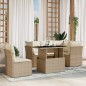 vidaXL 6-tlg. Garten-Sofagarnitur mit Kissen Beige Poly Rattan vidaXL 6-tlg. Garten-Sofagarnitur mit Kissen Beige Poly Rattan