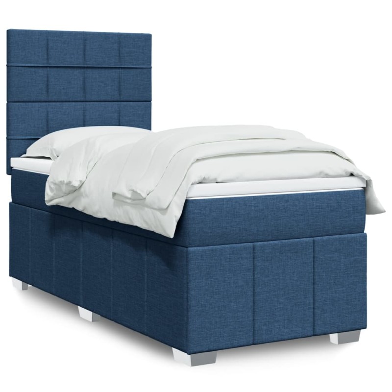 vidaXL Boxspringbett mit Matratze Blau 90x200 cm Stoff vidaXL Boxspringbett mit Matratze Blau 90x200 cm Stoff
