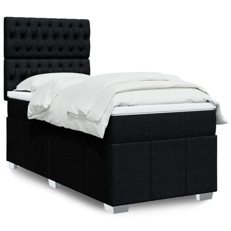 vidaXL Boxspringbett mit Matratze Schwarz 90x200 cm Stoff vidaXL Boxspringbett mit Matratze Schwarz 90x200 cm Stoff