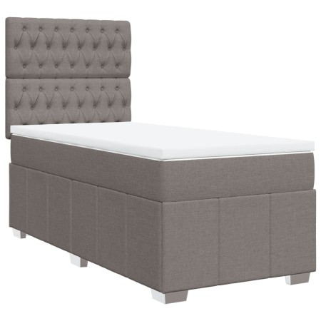 vidaXL Boxspringbett mit Matratze Taupe 90x200 cm Stoff