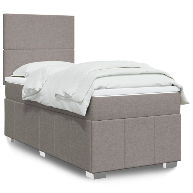 vidaXL Boxspringbett mit Matratze Taupe 90x200 cm Stoff vidaXL Boxspringbett mit Matratze Taupe 90x200 cm Stoff