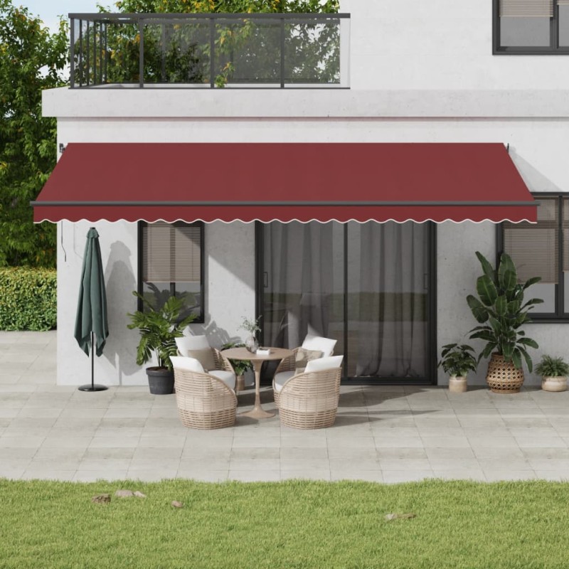 vidaXL Markise Automatisch mit LED Weinrot 600x350 cm vidaXL Markise Automatisch mit LED Weinrot 600x350 cm