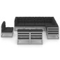 10-tlg. Garten-Lounge-Set mit Kissen Grau Kiefer Massivholz 10-tlg. Garten-Lounge-Set mit Kissen Grau Kiefer Massivholz