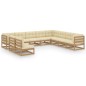 vidaXL 10-tlg. Garten-Lounge-Set mit Kissen Honigbraun Massivholz vidaXL 10-tlg. Garten-Lounge-Set mit Kissen Honigbraun Massivholz