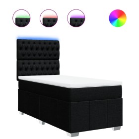 vidaXL Boxspringbett mit Matratze Schwarz 90x200 cm Stoff