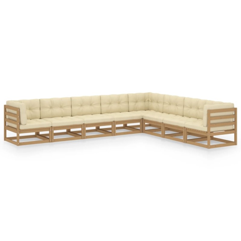 8-tlg. Garten-Lounge-Set Kissen Honigbraun Kiefer Massivholz 8-tlg. Garten-Lounge-Set Kissen Honigbraun Kiefer Massivholz