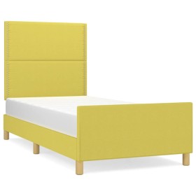 vidaXL Bettgestell mit Kopfteil Grün 80x200 cm Stoff