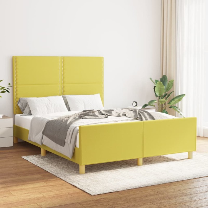 vidaXL Bettgestell ohne Matratze Grün 140x190 cm Stoff vidaXL Bettgestell ohne Matratze Grün 140x190 cm Stoff