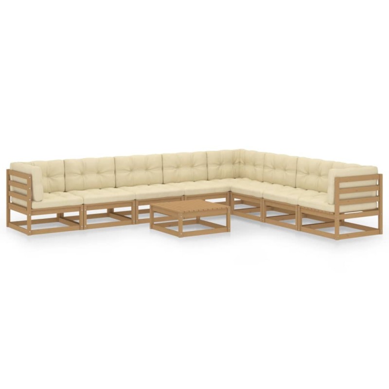 vidaXL 9-tlg Garten-Lounge-Set mit Kissen Honigbraun Massivholz Kiefer vidaXL 9-tlg Garten-Lounge-Set mit Kissen Honigbraun Massivholz Kiefer