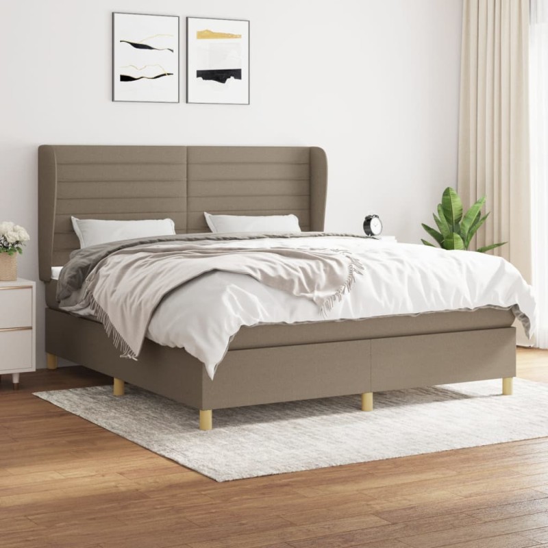 vidaXL Boxspringbett mit Matratze Taupe 180x200 cm Stoff vidaXL Boxspringbett mit Matratze Taupe 180x200 cm Stoff