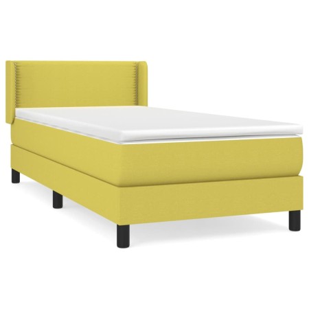 vidaXL Boxspringbett mit Matratze Grün 100x200 cm Stoff
