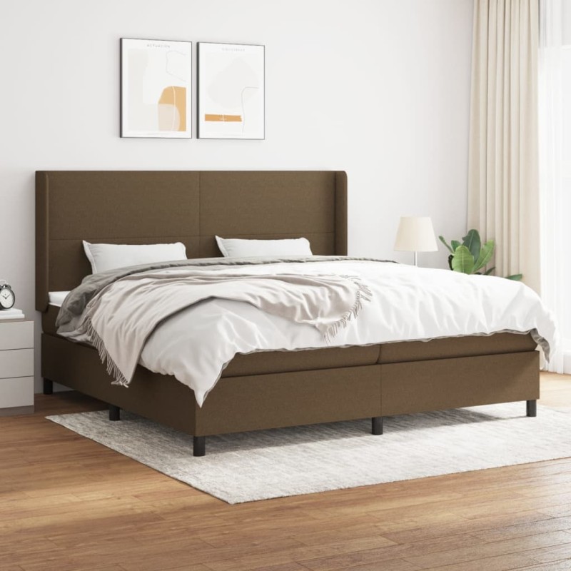 vidaXL Boxspringbett mit Matratze Dunkelbraun 200x200 cm Stoff vidaXL Boxspringbett mit Matratze Dunkelbraun 200x200 cm Stoff