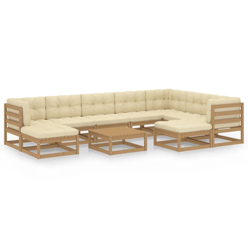 vidaXL 10-tlg. Garten-Lounge-Set mit Kissen Honigbraun Massivholz vidaXL 10-tlg. Garten-Lounge-Set mit Kissen Honigbraun Massivholz