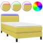 vidaXL Boxspringbett mit Matratze & LED Grün 100x200 cm Stoff vidaXL Boxspringbett mit Matratze & LED Grün 100x200 cm Stoff