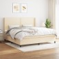 vidaXL Boxspringbett mit Matratze Creme 200x200 cm Stoff vidaXL Boxspringbett mit Matratze Creme 200x200 cm Stoff