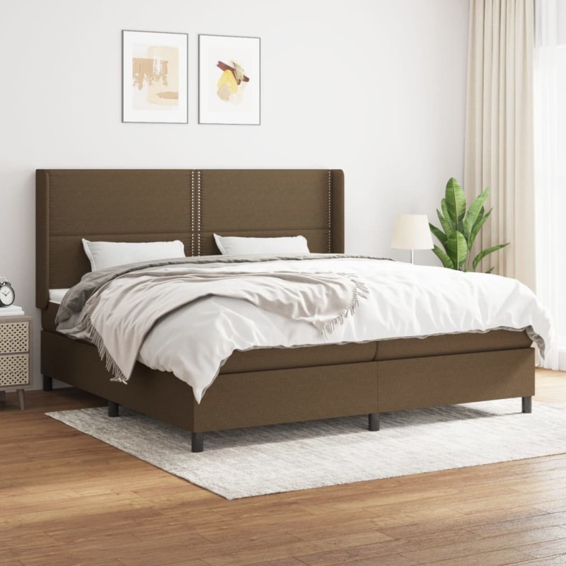 vidaXL Boxspringbett mit Matratze Dunkelbraun 200x200 cm Stoff vidaXL Boxspringbett mit Matratze Dunkelbraun 200x200 cm Stoff