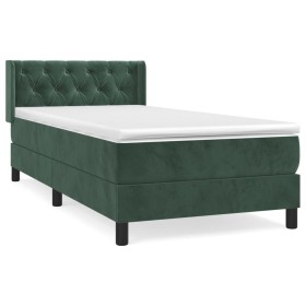 vidaXL Boxspringbett mit Matratze Dunkelgrün 80x200 cm Samt