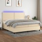 vidaXL Boxspringbett mit Matratze & LED Creme 200x200 cm Stoff vidaXL Boxspringbett mit Matratze & LED Creme 200x200 cm Stoff