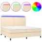 vidaXL Boxspringbett mit Matratze & LED Creme 200x200 cm Stoff vidaXL Boxspringbett mit Matratze & LED Creme 200x200 cm Stoff