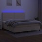 vidaXL Boxspringbett mit Matratze & LED Creme 200x200 cm Stoff vidaXL Boxspringbett mit Matratze & LED Creme 200x200 cm Stoff