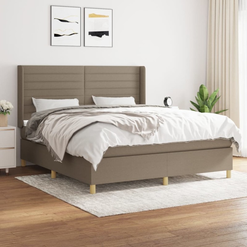 vidaXL Boxspringbett mit Matratze Taupe 180x200 cm Stoff vidaXL Boxspringbett mit Matratze Taupe 180x200 cm Stoff