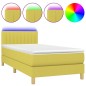 vidaXL Boxspringbett mit Matratze & LED Grün 100x200 cm Stoff vidaXL Boxspringbett mit Matratze & LED Grün 100x200 cm Stoff