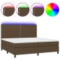 vidaXL Boxspringbett mit Matratze & LED Dunkelbraun 200x200 cm Stoff vidaXL Boxspringbett mit Matratze & LED Dunkelbraun 200x200 cm Stoff