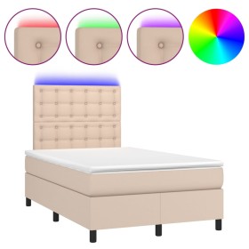 vidaXL Boxspringbett mit Matratze & LED Cappuccino-Braun 120x200cm