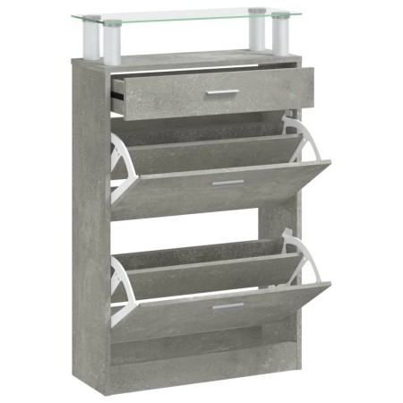 vidaXL Schuhschrank Betongrau 63x24x104 cm Holzwerkstoff