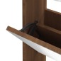 vidaXL Schuhschrank mit Spiegel 3 Fächer Braun Eichen-Optik vidaXL Schuhschrank mit Spiegel 3 Fächer Braun Eichen-Optik