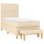 vidaXL Boxspringbett mit Matratze Creme 90x200 cm Stoff vidaXL Boxspringbett mit Matratze Creme 90x200 cm Stoff