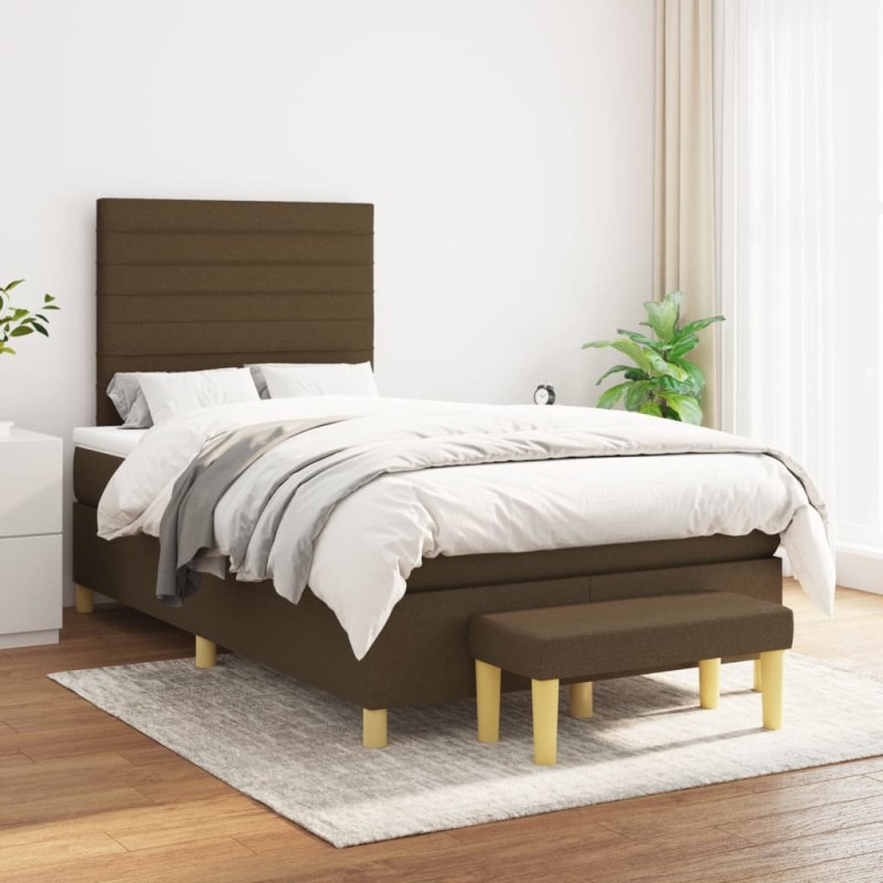 vidaXL Boxspringbett mit Matratze Dunkelbraun 120x200 cm Stoff vidaXL Boxspringbett mit Matratze Dunkelbraun 120x200 cm Stoff