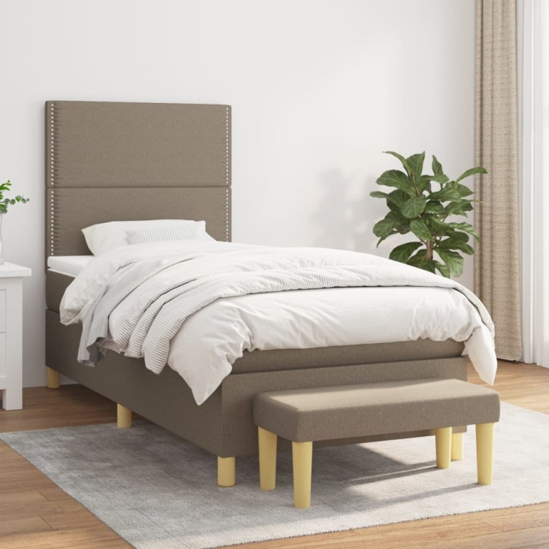 vidaXL Boxspringbett mit Matratze Taupe 80x200 cm Stoff vidaXL Boxspringbett mit Matratze Taupe 80x200 cm Stoff