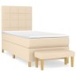 vidaXL Boxspringbett mit Matratze Creme 90x190 cm Stoff vidaXL Boxspringbett mit Matratze Creme 90x190 cm Stoff