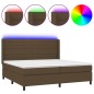 vidaXL Boxspringbett mit Matratze & LED Dunkelbraun 200x200 cm Stoff vidaXL Boxspringbett mit Matratze & LED Dunkelbraun 200x200 cm Stoff
