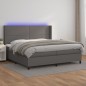 vidaXL Boxspringbett mit Matratze & LED Grau 200x200 cm Kunstleder vidaXL Boxspringbett mit Matratze & LED Grau 200x200 cm Kunstleder