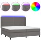 vidaXL Boxspringbett mit Matratze & LED Grau 200x200 cm Kunstleder vidaXL Boxspringbett mit Matratze & LED Grau 200x200 cm Kunstleder