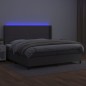 vidaXL Boxspringbett mit Matratze & LED Grau 200x200 cm Kunstleder vidaXL Boxspringbett mit Matratze & LED Grau 200x200 cm Kunstleder