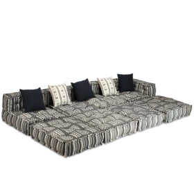vidaXL 4-Sitzer Modularer Pouf Grau Gestreift Stoff 