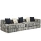 vidaXL 4-Sitzer Modularer Pouf Grau Gestreift Stoff vidaXL 4-Sitzer Modularer Pouf Grau Gestreift Stoff