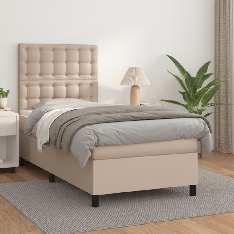 vidaXL Boxspringbett Matratze Cappuccino-Braun 100x200cm Kunstleder vidaXL Boxspringbett Matratze Cappuccino-Braun 100x200cm Kunstleder