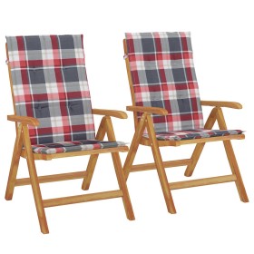 vidaXL Gartenstühle mit Kissen 2 Stk. Massivholz Teak