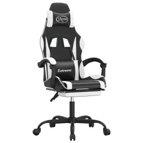 vidaXL Gaming-Stuhl mit Fußstütze Schwarz und Weiß Kunstleder