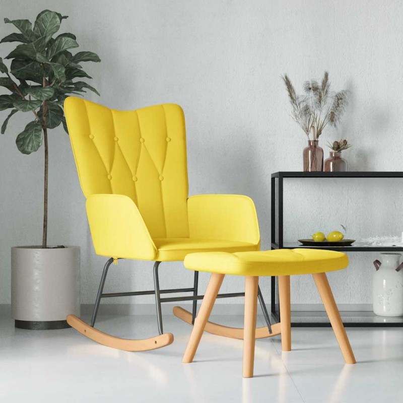 vidaXL Schaukelsessel mit Hocker Senfgelb Stoff vidaXL Schaukelsessel mit Hocker Senfgelb Stoff