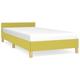 vidaXL Bettgestell mit Kopfteil ohne Matratze Grün 90x200 cm Stoff